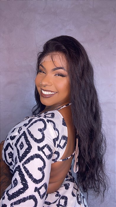 Peruca Lace Front Cabelo Humano Ondulado Hildy caimento