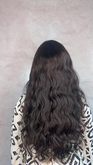 Peruca Lace Front Cabelo Humano Ondulado Hildy costas
