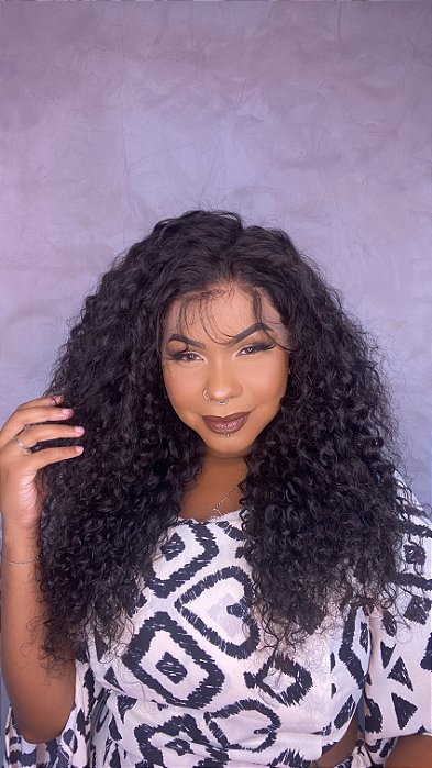 Peruca Lace Front Cabelo Humano Cacheado Anaya caimento