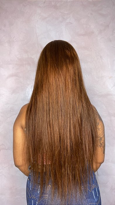 Peruca Fake Scalp 70 cm Castanho Claro vista das costas