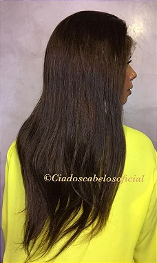 Peruca Lace Front Mag Castanho Claro acabamento