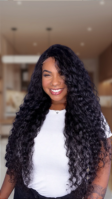 Peruca Cabelo Humano Fake Scalp Cacheada Couro Cabeludo Perfeito 70 cm