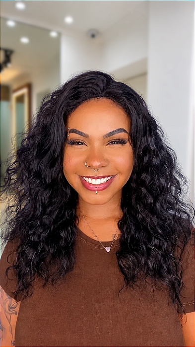 Peruca Cabelo Humano Fake Scalp Cacheada Couro Cabeludo Perfeito 40 cm