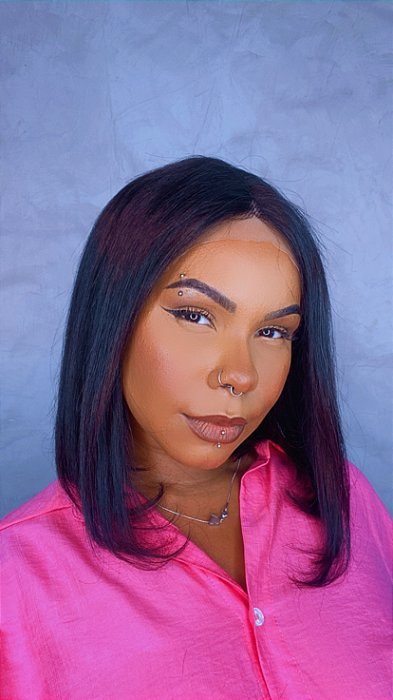 Peruca Lace Front Cabelo Humano Sabrina vista lateral