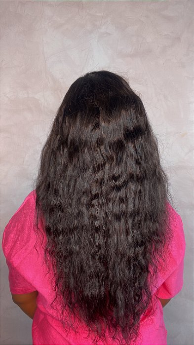 Peruca Prótese Lace 5x5 Cabelo Humano Ondulado Gloc costas