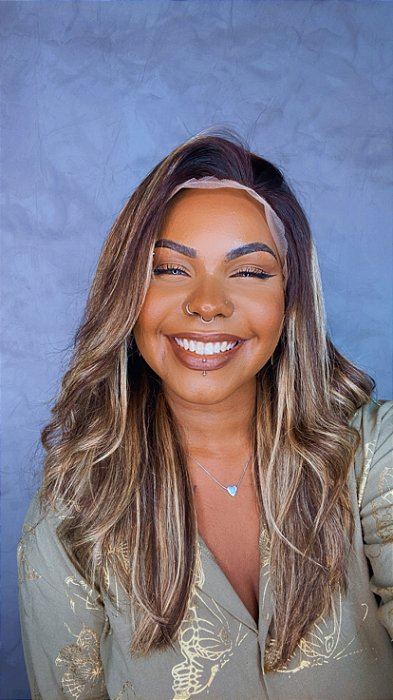 Peruca Lace Front Cabelo Humano Dior cor mechada
