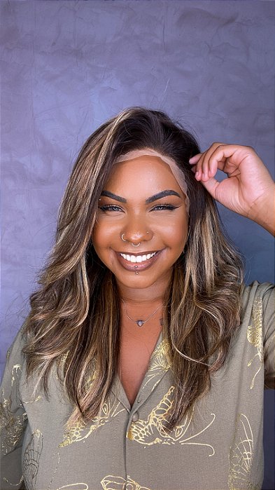 Peruca Lace Front Cabelo Humano Dior detalhe frontal