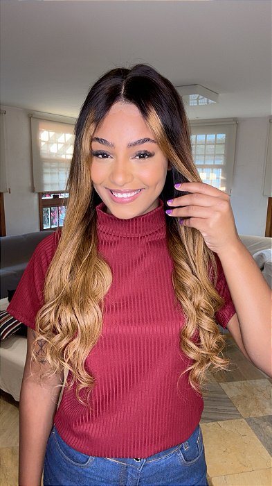 Peruca Lace Front Cabelo Humano Kate 22 detalhe frontal