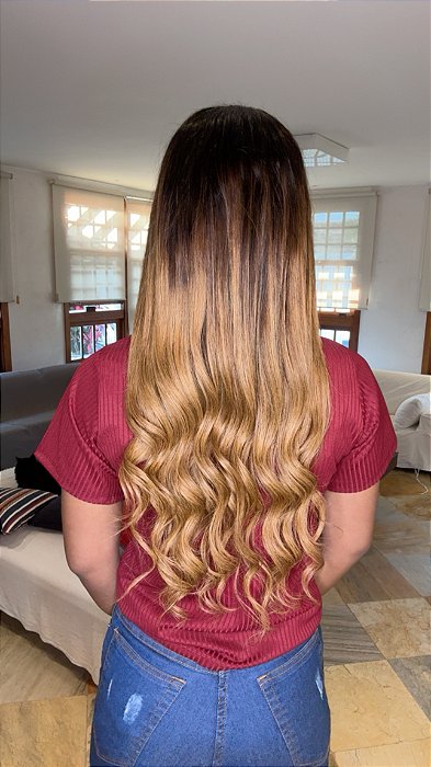 Peruca Lace Front Cabelo Humano Kate 22 vista de costas