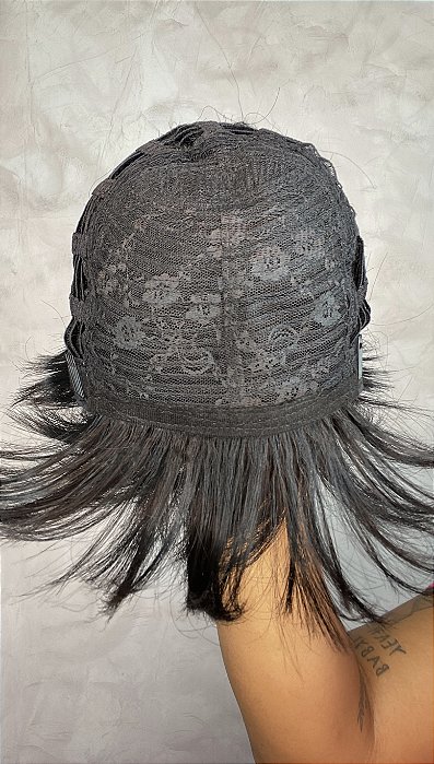 Peruca Pixie Daniela Preta 1B detalhes do cabelo