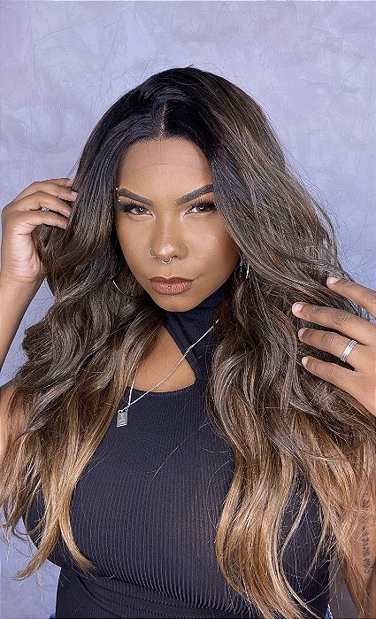 Peruca Lace Front Fibra Orgânica Joyce Morena Iluminada 8/30