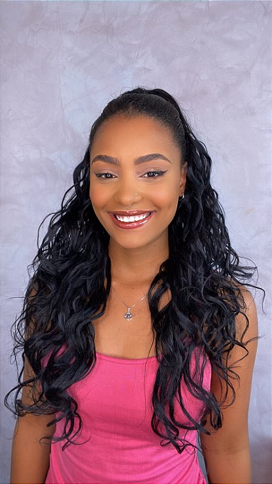 Rabo de Cavalo Fibra Premium LOOSE WAVE Ondulado cor NATURAL