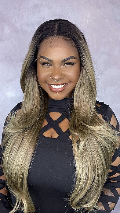 Peruca Lace Front Fibra Premium Helena Loira TAT4/10/16A