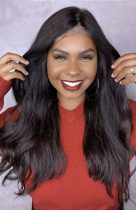 Peruca Cabelo Humano Fake Scalp Ondulada Couro Cabeludo Perfeito 50cm
