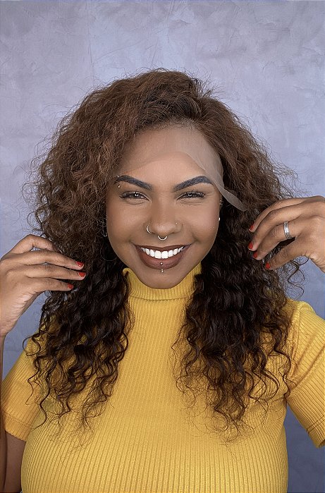 Peruca Lace Front Cabelo Humano Ionice Castanho claro