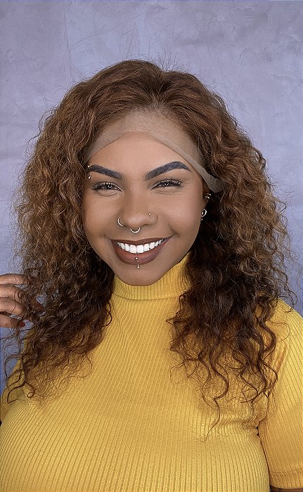 Peruca Lace Front Cabelo Humano Ionice Castanho Mel