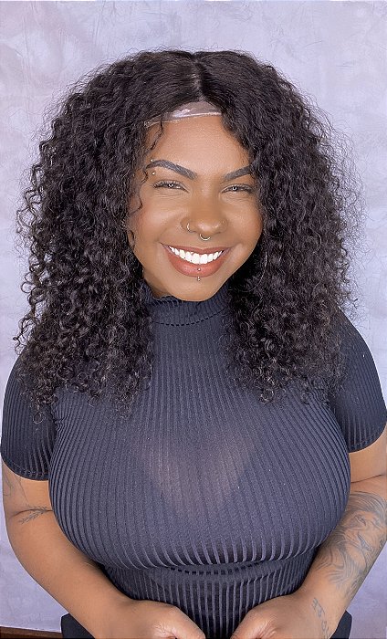 Peruca Cabelo Humano Fake Scalp Cachos Afro Couro Cabeludo Perfeito 40cm