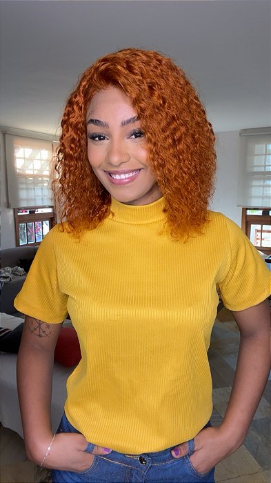 Peruca T Lace Harper detalhe do ruivo ginger