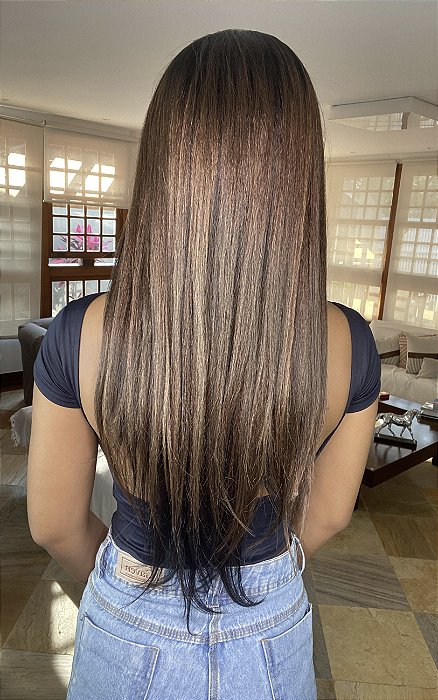 Lace Front Fibra Premium Emilia HD Morena Iluminada costas