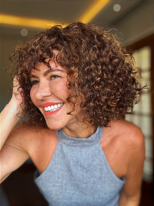 Peruca Miolo Lace Cabelo Humano July Lux Morena Iluminada F4/30