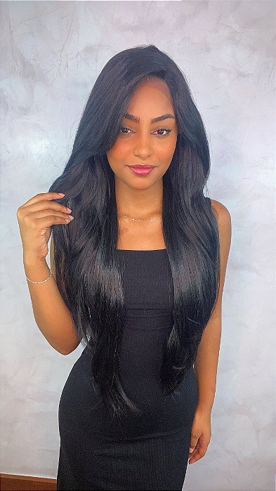 Peruca Lace Front Fibra Premium Leslie caimento frontal