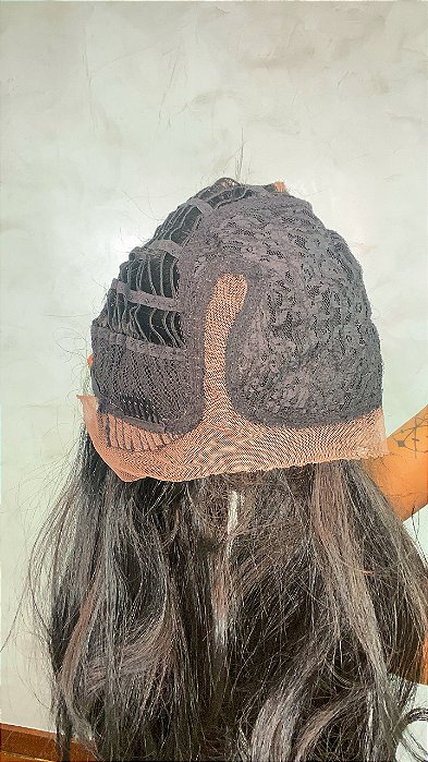 Peruca Lace Front Fibra Premium Leslie parte interna