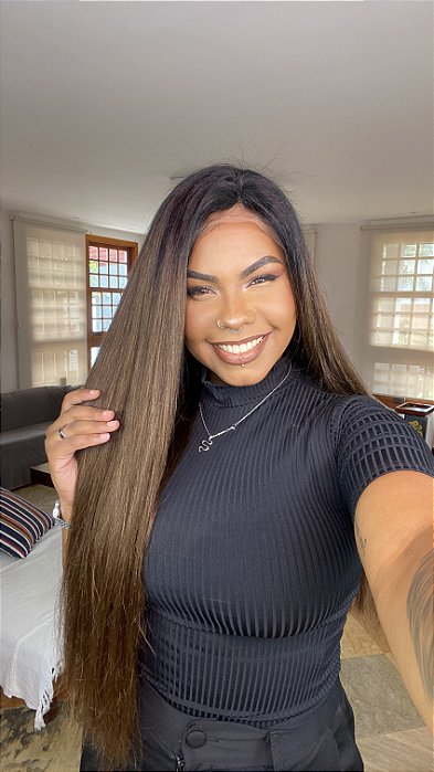 Peruca Lace Front Cabelo Humano Charlote 1B/4 acabamento