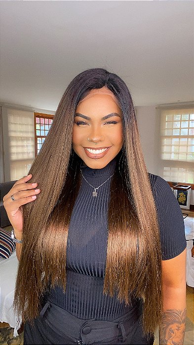 Peruca Lace Front Cabelo Humano Charlote 1B/4 comprimento
