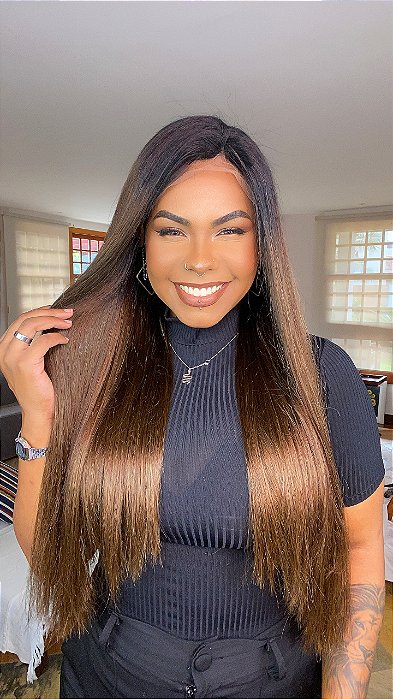 Peruca Lace Front Cabelo Humano Charlote 1B/4