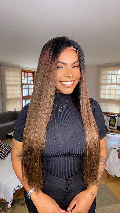 Peruca Lace Front Cabelo Humano Charlote 1B/4 detalhe