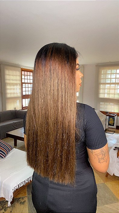 Peruca Lace Front Cabelo Humano Charlote 1B/4 lateral