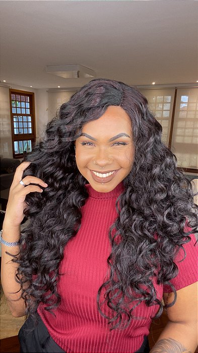 Peruca Lace Front Fibra Premium Cacheada Hawaiian