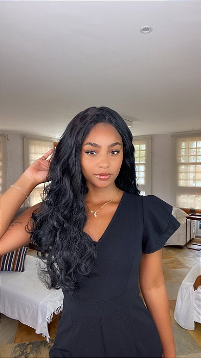 Peruca Lace Front Fibra Futura Ondulada Kayla Preta
