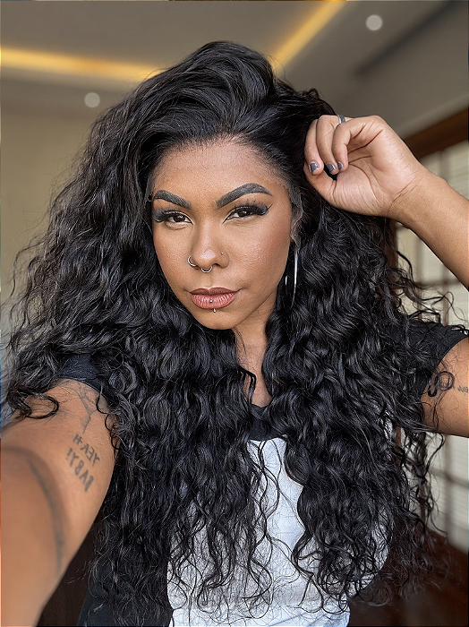 Peruca Lace Front Cabelo Humano Cacheado Débora Nascimento