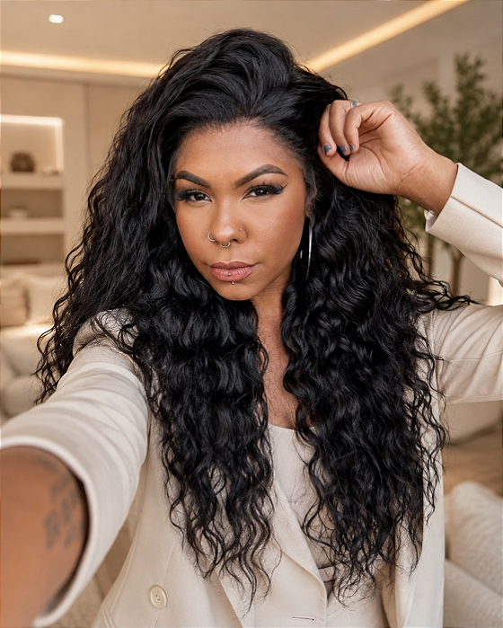 Peruca Lace Front Cabelo Humano Cacheado Débora Nascimento