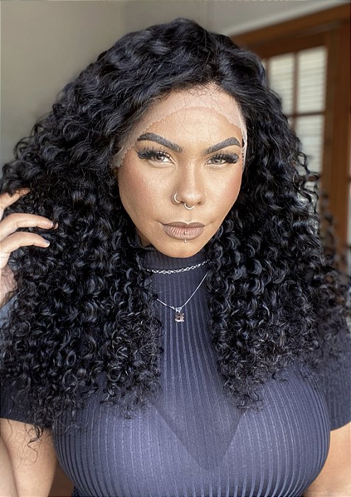 Peruca Lace Front Cabelo Humano Cacheado Iza detalhe