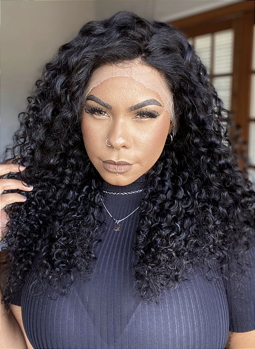 Peruca Lace Front Cabelo Humano Cacheado Iza volume
