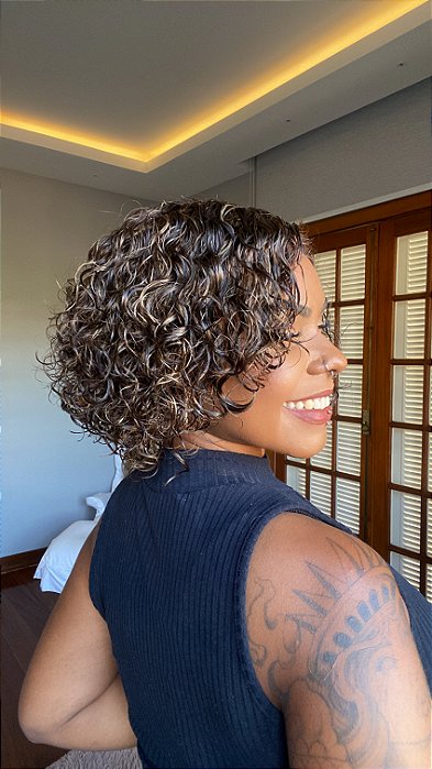 Peruca Invisível Part Cabelo Humano Cacheado Rica Loiro Mechas 4/27