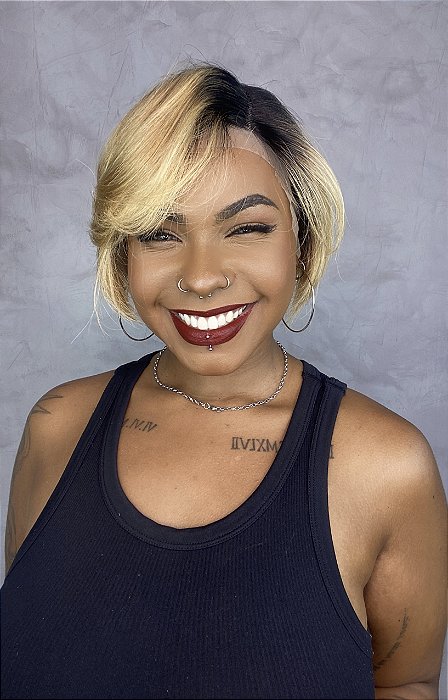 Peruca Pixie Gabi Loiro 1B/27 lateral