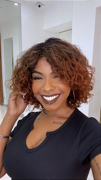 Peruca Cabelo Humano Cacheado Bárbara Borges Morena Iluminada 4/33