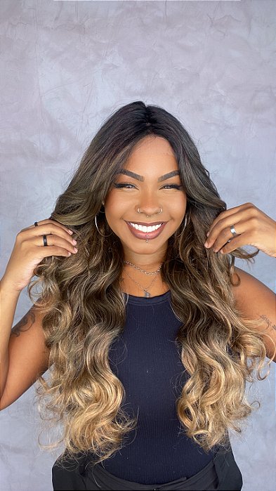 Peruca Lace Front Fibra Orgânica Mary Jane Loiro 8/30