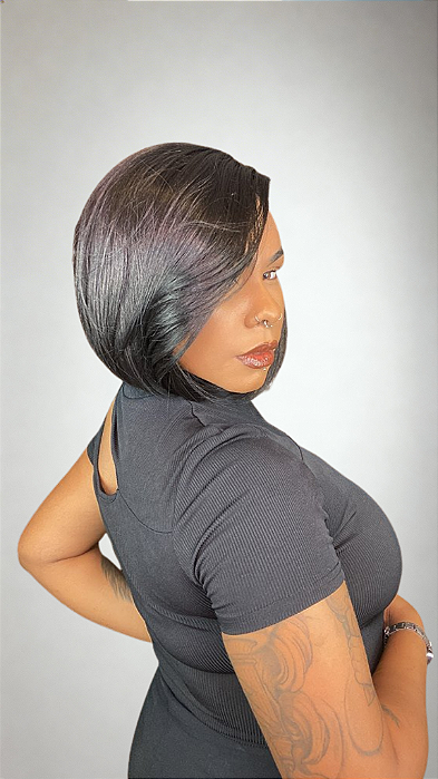 Lace Front HD Fibra Premium Virgo Preto 1B vista de costas