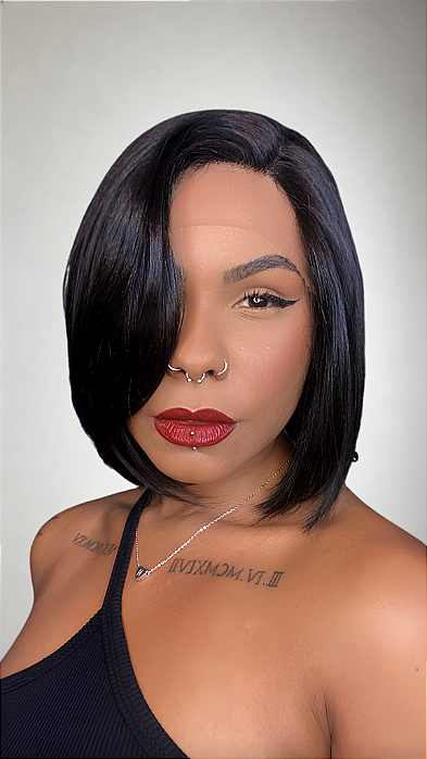 Lace Front HD Fibra Premium Virgo Preto 1B detalhe frontal