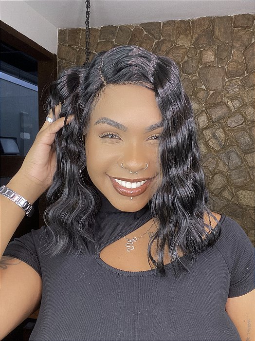 Lace Front HD Fibra Premium Tidal Deep Wave 1B detalhe da repartição