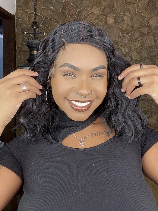 Lace Front HD Fibra Premium Tidal Deep Wave 1B caimento frontal