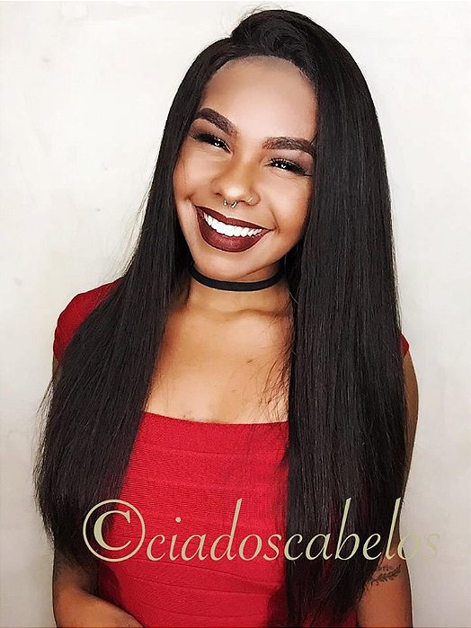 Peruca full lace glueless cabelo humano 55 cm