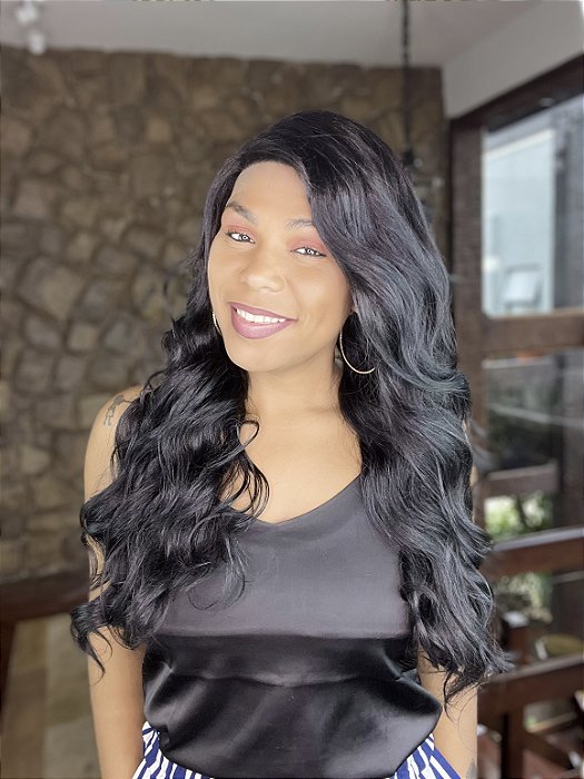 Peruca Lace Front Fibra Premium Rita Preta