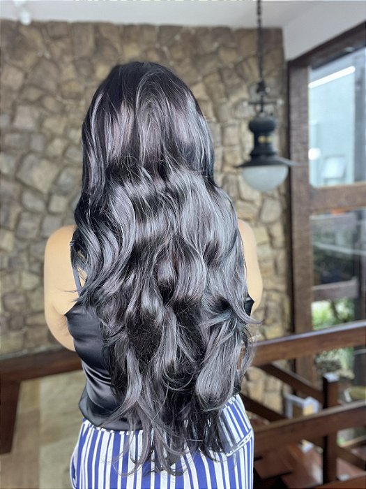 Peruca Lace Front Fakescalp Fibra Futura Jéssica detalhes do caimento