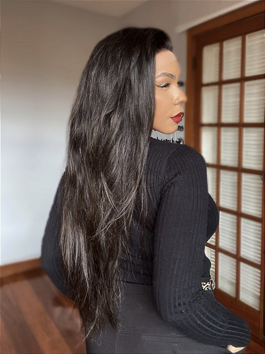 Peruca Lace Front Cabelo Humano Glenda vista de costas