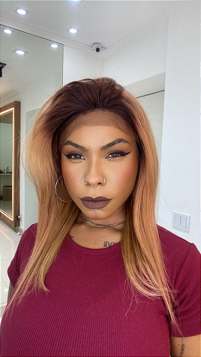 Peruca Lace Front Sarah 1B/27 detalhe frontal